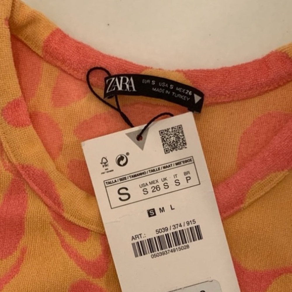 BLOGGERS FAVE Zara Jacquard Terrycloth Mod 60s Halter Mini Dress -NWT, sz S or L - Picture 12 of 12